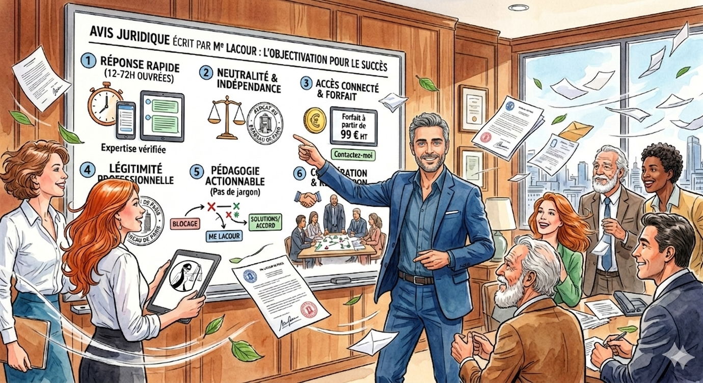 Illustration horizontale du service d'avis juridique &eacute;crit de Me LACOUR.